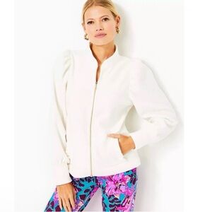 Lilly Pulitzer Cabello Fleece Zip-Up in Color Coconut XLarge